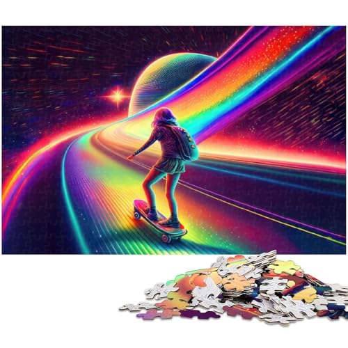 1000-teiliges Puzzle Rainbow Galactic Skater für Erwachsene, Papppuzzles, tolles Geschenk für Erwachsene (Größe 38 x 26 cm) von WGLINGX