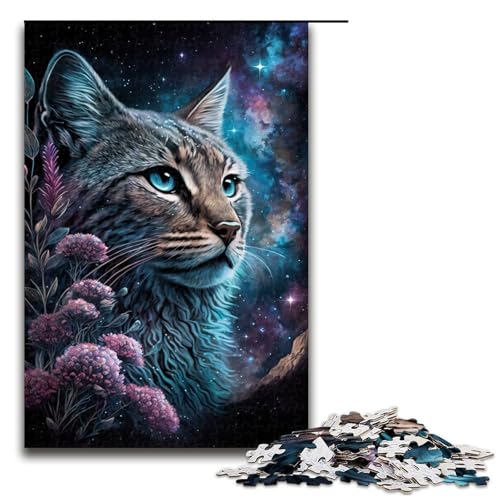 1000-teiliges Puzzle Space Lynx, Holzpuzzle, Spielzeug, Wanddekoration (Größe 50 x 75 cm) von WGLINGX