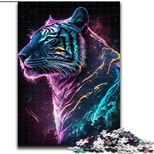 1000-teiliges Puzzle Synthwave Tiger, Puzzle für Erwachsene, 1000 Teile, ideal als Dekoration für Zuhause und Büro, Geburtstag, Größe 50x75cm von WGLINGX