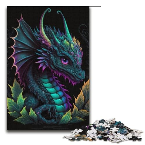 1000-teiliges Puzzle Tiere Drachen Puzzle für Teenager Kartonpuzzle Lernspiele für Erwachsene 38x26cm von WGLINGX