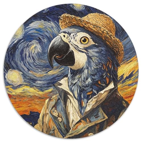 1000-teiliges Puzzle Van Gogh Papagei, rundes Puzzle 1000 Teile für Erwachsene, interaktives Familienspiel, Denksportaufgabe, Lernspielzeug (67,5x67,5cm) von WGLINGX