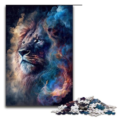 1000-teiliges Puzzle Weltraumlöwe, Holzpuzzle, Spielzeug, Wanddekoration (Größe 50 x 75 cm) von WGLINGX
