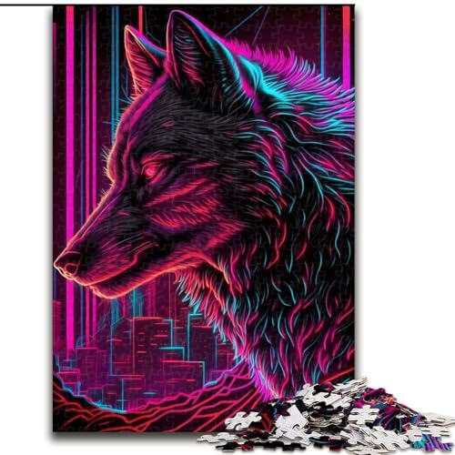 1000-teiliges Puzzle Wolf, Retrowave 1000-teiliges Puzzle mit interaktivem Familienspiel, Kinder ab 14 Jahren, Größe 26x38cm 1000-teiliges Puzzle Wolf, Retrowave 1000-teiliges Puzzle mit interaktivem Familienspiel, Kinder ab 14 Jahren, Größe 26x38cm von WGLINGX