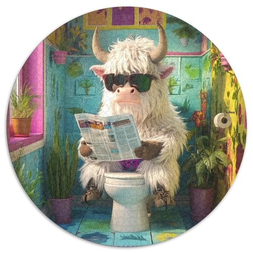 1000-teiliges Puzzle Yak Go Toilet, rundes 1000-teiliges Puzzle, anspruchsvolles Denkspiel für Teenager, Spaß für den Familienspielabend, 1000 Teile (67,5x67,5cm) von WGLINGX