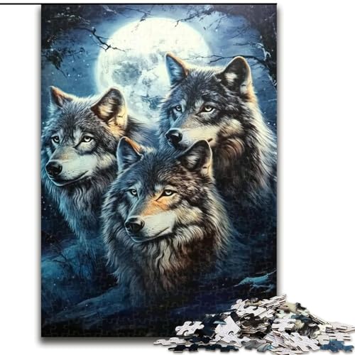 1000-teiliges Puzzle für Erwachsene, „DREI Wölfe“, Puzzle für 1000 Teile, Weihnachten, Halloween, Muttertag, Neujahr, Ostergeschenk (Größe 26x38cm) von WGLINGX