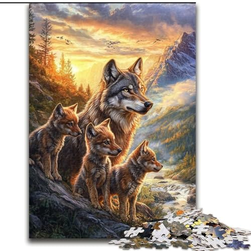 1000-teiliges Puzzle für Erwachsene, „Die Wolfsfamilie“, Puzzle für Erwachsene zum Geburtstag, zu den Feiertagen, zu Weihnachten und zu Halloween (Größe 26x38cm) von WGLINGX