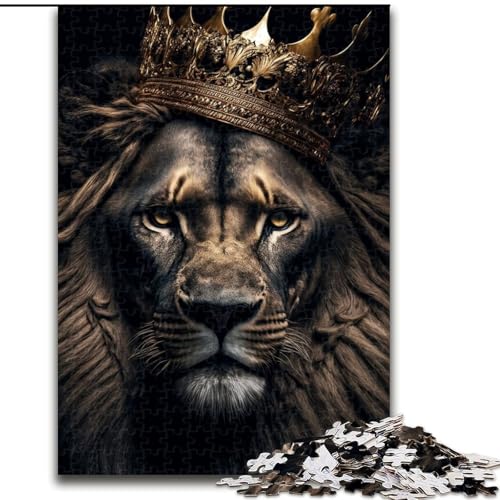 1000-teiliges Puzzle für Erwachsene, „König der Löwen“ in Schwarz auf goldenem Karton, Puzzles für die ganze Familie, Bastelspaß, perfekt für Geburtstage, Feiertage, Größe 26x38cm 1000-teiliges Puzzle für Erwachsene, „König der Löwen“ in Schwarz auf goldenem Karton, Puzzles für die ganze Familie, Bastelspaß, perfekt für Geburtstage, Feiertage, Größe 26x38cm von WGLINGX
