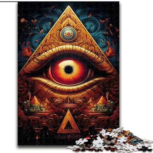 1000-teiliges Puzzle für Erwachsene, „Mysterious Eye“, Holzpuzzle für Erwachsene, anspruchsvolles DIY-Denkspiel, interaktive Familienaktivität (Größe 26x38cm) von WGLINGX