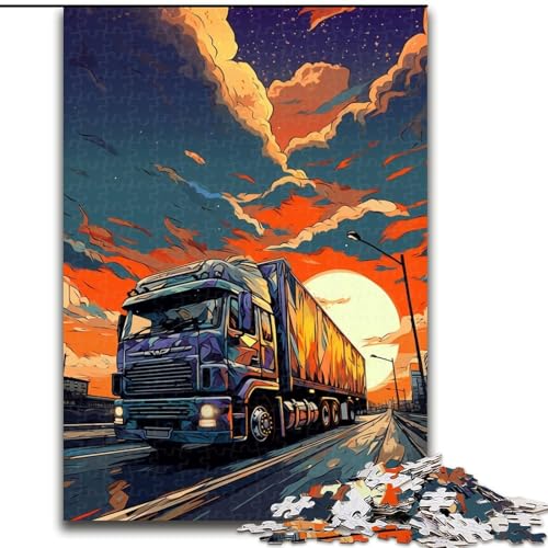 1000-teiliges Puzzle für Erwachsene, „Trucks on The Road“, Holzpuzzle, anspruchsvolles Denkspiel für Teenager, Spaß für den Spieleabend mit der Familie (Größe 26x38cm) von WGLINGX