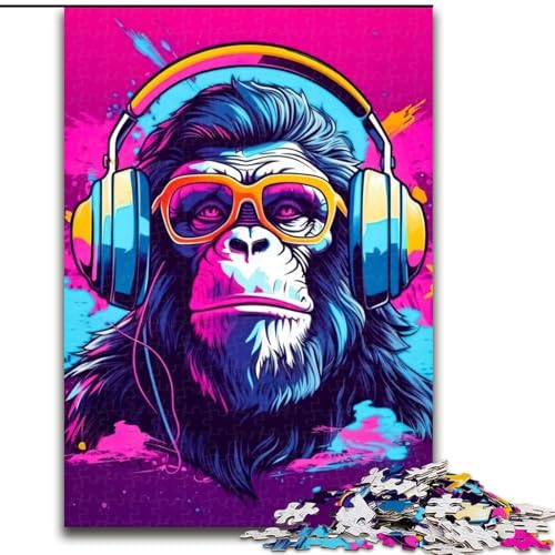 1000-teiliges Puzzle für Erwachsene, AFFE, DJ-Musik, Holzpuzzle, interaktives Familienspiel, DIY-Heimdekoration, Gehirn-Herausforderung, Geschenk, Größe 26x38cm 1000-teiliges Puzzle für Erwachsene, AFFE, DJ-Musik, Holzpuzzle, interaktives Familienspiel, DIY-Heimdekoration, Gehirn-Herausforderung, Geschenk, Größe 26x38cm von WGLINGX