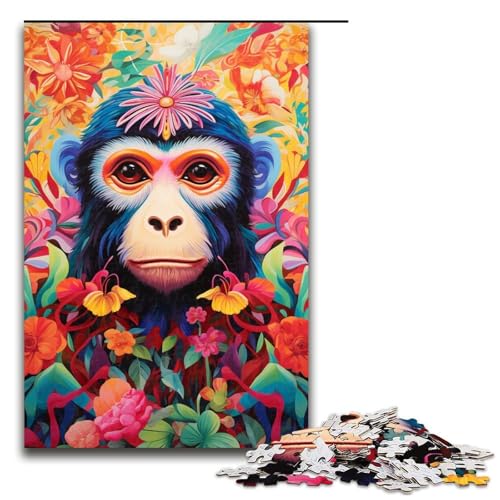 1000-teiliges Puzzle für Erwachsene, AFFE im bunten Dschungel, Puzzle für Erwachsene, Holzpuzzle, anspruchsvolles Spiel (Größe 50 x 75 cm) von WGLINGX