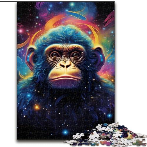 1000-teiliges Puzzle für Erwachsene, AFFE in den Sternen, Holzpuzzle für Erwachsene, anspruchsvolles DIY-Denkspiel, interaktive Familienaktivität (Größe 26x38cm) von WGLINGX