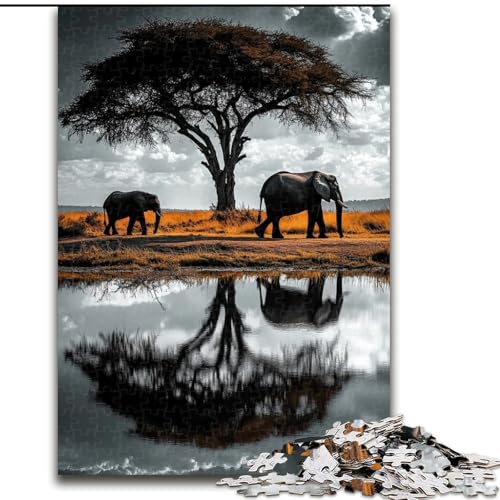 1000-teiliges Puzzle für Erwachsene, Afrikanischer Elefant, 1000-teiliges Puzzle, Familienaktivitätsspiel für Teenager, anspruchsvolles Denkspiel (Größe 26x38cm) von WGLINGX