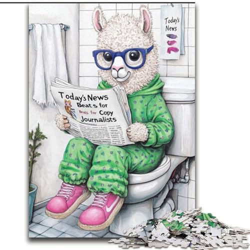 1000-teiliges Puzzle für Erwachsene, Alpaca Go Toilet, Puzzle 1000 Teile für Erwachsene, Lernspielzeug (Größe 26x38cm) von WGLINGX