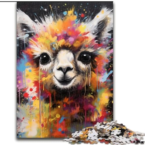 1000-teiliges Puzzle für Erwachsene, Alpaka-Holzpuzzle für Erwachsene, anspruchsvolles DIY-Denkspiel, interaktives Familienspiel (Größe 50x75cm) von WGLINGX