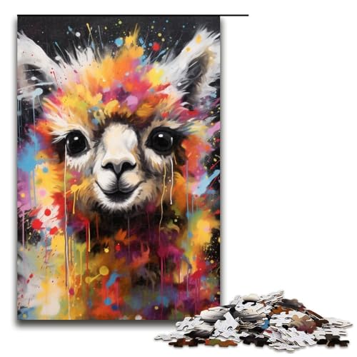 1000-teiliges Puzzle für Erwachsene, Alpaka-Puzzlespiel, Kunstwerk für Teenager ab 14 Jahren, 29,53 x 19,69 Zoll von WGLINGX