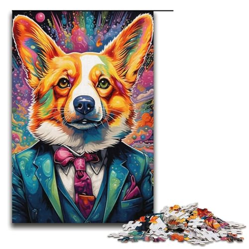 1000-teiliges Puzzle für Erwachsene, Anzug mit Corgi-Spielzeug, Lernspiele, Stressabbau, Analyse und Logik, 37,6 x 26,9 cm von WGLINGX