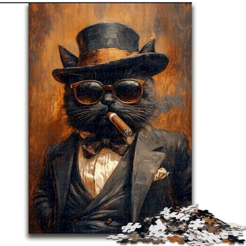 1000-teiliges Puzzle für Erwachsene, Art Cat, Unmögliches Puzzle für Erwachsene, anspruchsvolles DIY-Denkspiel für Teenager (Größe 50x75cm) von WGLINGX
