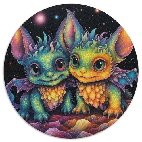1000-teiliges Puzzle für Erwachsene, Art Dragon Baby, runde Papppuzzles, interaktives Familienspiel, Denksportaufgabe, Geschenk, Lernspielzeug (67,5 x 67,5 cm) von WGLINGX