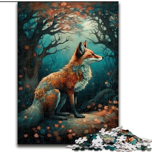 1000-teiliges Puzzle für Erwachsene, Art Fox Under The Tree, Holzpuzzle, anspruchsvolles Denkspiel für Teenager, Spaß für den Familienspieleabend (Größe 50x75cm) von WGLINGX