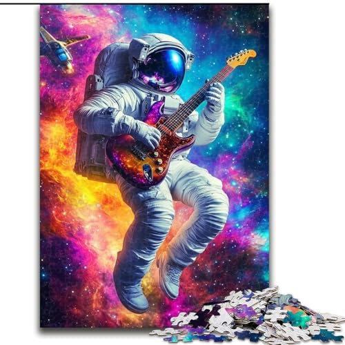 1000-teiliges Puzzle für Erwachsene, Astronaut spielt Gitarre, 1000-teiliges Puzzle, interaktives Familienspiel, Geschenk zur Gehirnherausforderung (Größe 26x38cm) von WGLINGX