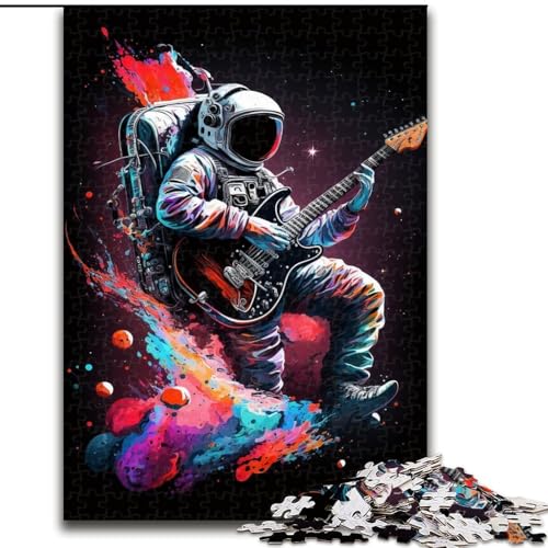 1000-teiliges Puzzle für Erwachsene, Astronaut spielt Gitarre, Papppuzzle für Erwachsene, einzigartige DIY-Geschenkidee für die Heimdekoration (Größe 26x38cm) von WGLINGX