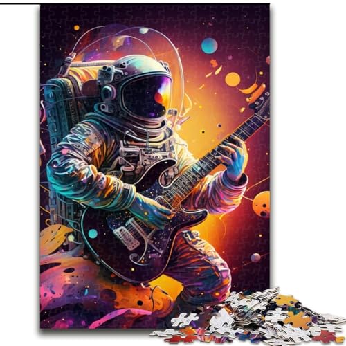 1000-teiliges Puzzle für Erwachsene, Astronaut spielt Gitarre, Puzzle für Erwachsene, 1000 Teile, ideales DIY-Dekor und Denksportgeschenk (Größe 38x26cm) von WGLINGX