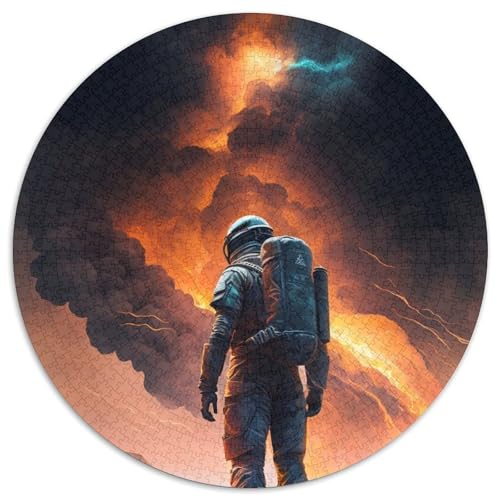 1000-teiliges Puzzle für Erwachsene, Astronauten-Rundpuzzle für 1000-teiliges Denkspiel, interaktives Familienspiel, geeignet für Kinder ab 14 Jahren (67,5x67,5cm) von WGLINGX