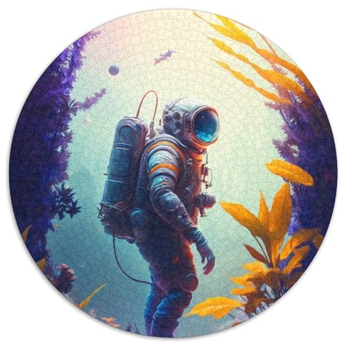 1000-teiliges Puzzle für Erwachsene, Astronauten-Rundpuzzle für 1000-teiliges Denkspiel, interaktives Familienspiel, geeignet für Kinder ab 14 Jahren (67,5x67,5cm) von WGLINGX