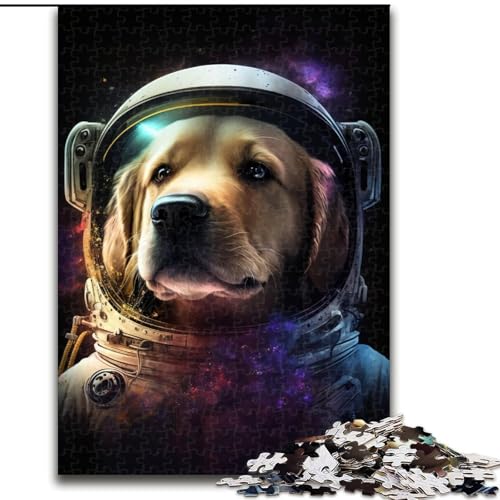 1000-teiliges Puzzle für Erwachsene, Astronautenhund, Holzpuzzle, anspruchsvolles Denkspiel für Teenager, Spaß für den Familienspieleabend (Größe 50x75cm) von WGLINGX