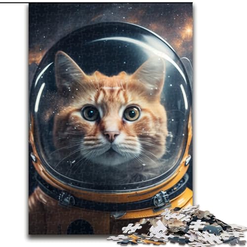 1000-teiliges Puzzle für Erwachsene, Astronautenkatze, anspruchsvolle Puzzles, pädagogisches und unterhaltsames Indoor-Spiel für die Heimdekoration (Größe 26x38cm) von WGLINGX