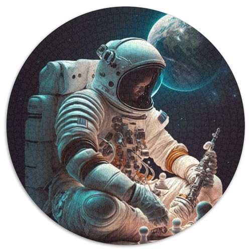 1000-teiliges Puzzle für Erwachsene, Astronautenschach, runde Puzzles für 1000-teiliges Denkspiel, interaktives Familienspiel, geeignet für Kinder ab 14 Jahren (67,5x67,5cm) von WGLINGX