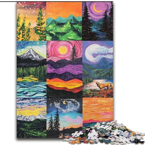 1000-teiliges Puzzle für Erwachsene, Aurora-Collage, Puzzles für Erwachsene, 1000 Teile, Teenager, Stressabbau, Cooles einzigartiges Geschenk für die Familie (Größe 26x38cm) von WGLINGX