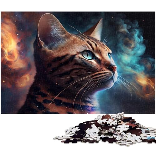 1000-teiliges Puzzle für Erwachsene, Bengalkatzen-Nebel-Quizspiel, geeignet als Schreibtischdekoration, Größe 38 x 26 cm von WGLINGX