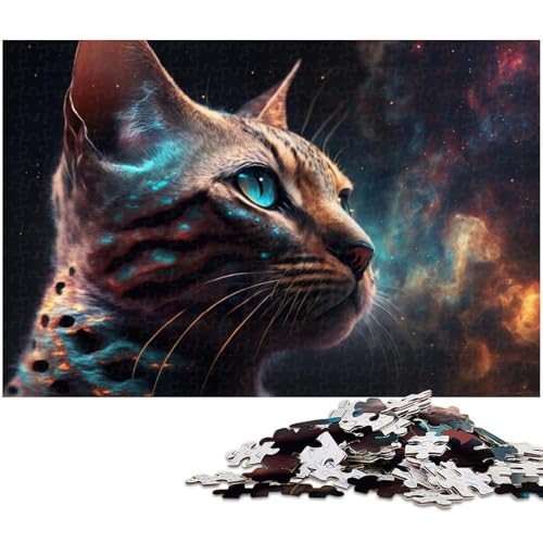 1000-teiliges Puzzle für Erwachsene, Bengalkatzen-Nebel-Quizspiel, geeignet als Schreibtischdekoration, Größe 38 x 26 cm von WGLINGX