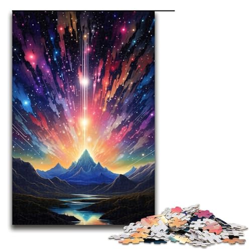 1000-teiliges Puzzle für Erwachsene, Berg mit bunten Sternen, Geschenkpuzzle, ganze Familie (Größe 50 x 75 cm) von WGLINGX