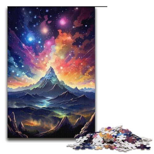 1000-teiliges Puzzle für Erwachsene, Berg mit bunten Sternen, Lernpuzzle, Geschenke für Freunde und Familie (Größe 38 x 26 cm) von WGLINGX