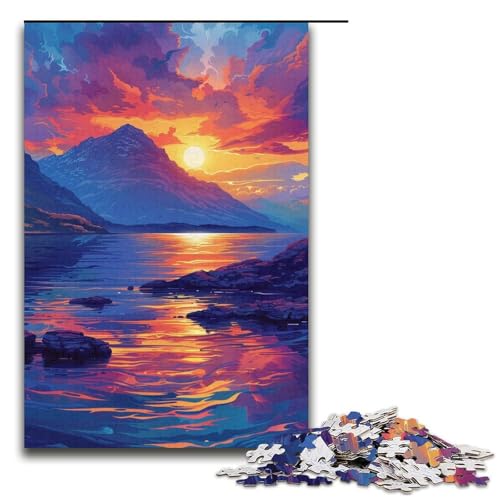 1000-teiliges Puzzle für Erwachsene, Berge bei Sonnenuntergang, anspruchsvolles Spielspielzeug, perfekte Dekoration (Größe 38 x 26 cm) von WGLINGX