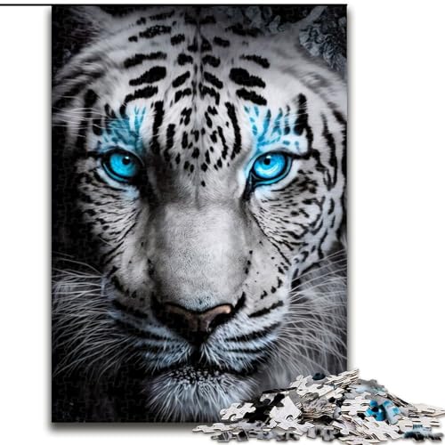 1000-teiliges Puzzle für Erwachsene, Blaue Augen, Weißer Tiger, Holzpuzzle, Spaß für die ganze Familie, Basteln, perfekt für Geburtstage, Feiertage, Größe 50x75cm 1000-teiliges Puzzle für Erwachsene, Blaue Augen, Weißer Tiger, Holzpuzzle, Spaß für die ganze Familie, Basteln, perfekt für Geburtstage, Feiertage, Größe 50x75cm von WGLINGX