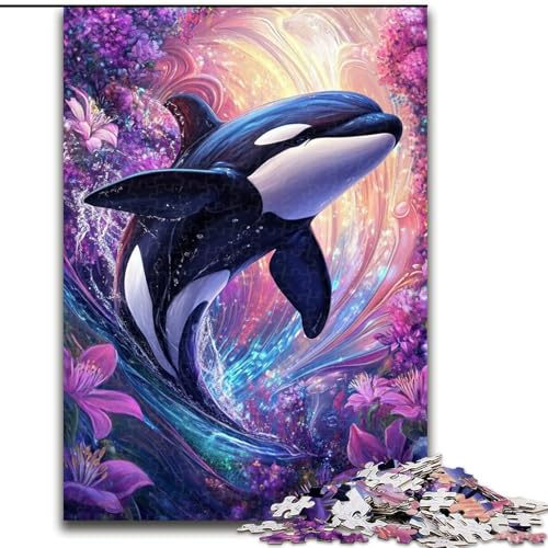 1000-teiliges Puzzle für Erwachsene, Blauwal, anspruchsvolle Puzzles, Kunstwerk-Dekor, Intelligenzspielzeug für Familien-Indoor-Spiele (Größe 26x38cm) von WGLINGX