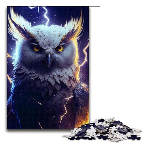 1000-teiliges Puzzle für Erwachsene, Blitz-Eule, Puzzle für Erwachsene, Holzpuzzle, Familienpuzzlespiel (Größe 50 x 75 cm) von WGLINGX