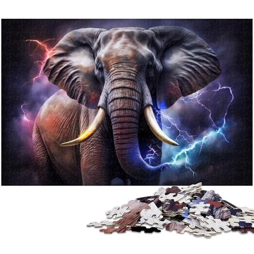 1000-teiliges Puzzle für Erwachsene, Blitzelefant, Puzzles für Holzpuzzles, Spielzeug, Denkspiel (Größe 50 x 75 cm) von WGLINGX