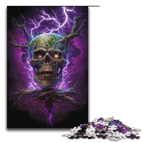 1000-teiliges Puzzle für Erwachsene, Blitzschädel-Puzzle – anspruchsvolles Spiel, jedes Teil ist einzigartig – anspruchsvolles, unterhaltsames Spiel für die ganze Familie (Größe 38 x 26 cm) von WGLINGX