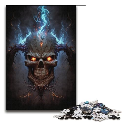 1000-teiliges Puzzle für Erwachsene, Blitzschädel-Puzzles für Kartonpuzzles, Spielzeug, Denkspiel (Größe 38 x 26 cm) von WGLINGX