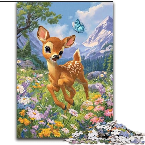 1000-teiliges Puzzle für Erwachsene, Blumen, Sikahirsch, Puzzle 1000 Teile für Erwachsene, Familienaktivitätsspiel für Teenager, anspruchsvolles Denkspiel (Größe 26x38cm) von WGLINGX