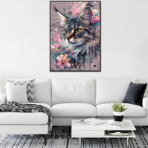 1000-teiliges Puzzle für Erwachsene, Blumen- und Katzen-Puzzles für Erwachsene, pädagogisches und unterhaltsames Indoor-Spiel zur Heimdekoration (Größe 50x75cm) von WGLINGX