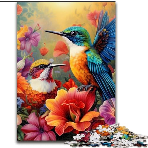 1000-teiliges Puzzle für Erwachsene, Blumen- und Vogelwelt, Holzpuzzle für Erwachsene, anspruchsvolles DIY-Denkspiel, interaktives Familienspiel (Größe 50x75cm) von WGLINGX