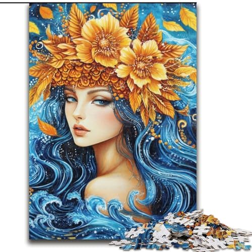 1000-teiliges Puzzle für Erwachsene, Blumenmädchen-Puzzle, 1000-teiliges Puzzle, pädagogisches und unterhaltsames Indoor-Spiel für die Heimdekoration (Größe 26x38cm) von WGLINGX