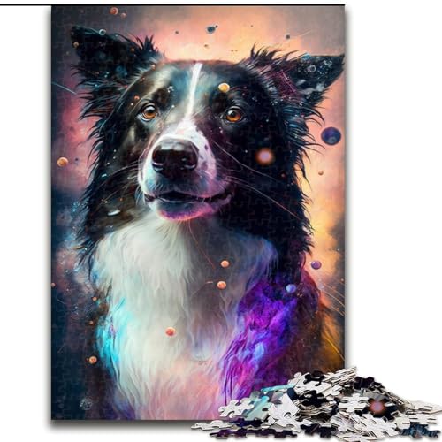 1000-teiliges Puzzle für Erwachsene, Border Collie, Holzpuzzle für Erwachsene, einzigartige DIY-Heimdekoration, Geschenkidee (Größe 50x75cm) von WGLINGX