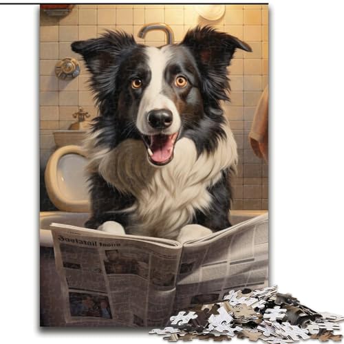 1000-teiliges Puzzle für Erwachsene, Border Collie liest Zeitung, 1000 Teile, perfekt als Dekoration für Zuhause und Büro, Partys, Geburtstage und Feiertagsgeschenke (Größe 38x26cm) von WGLINGX